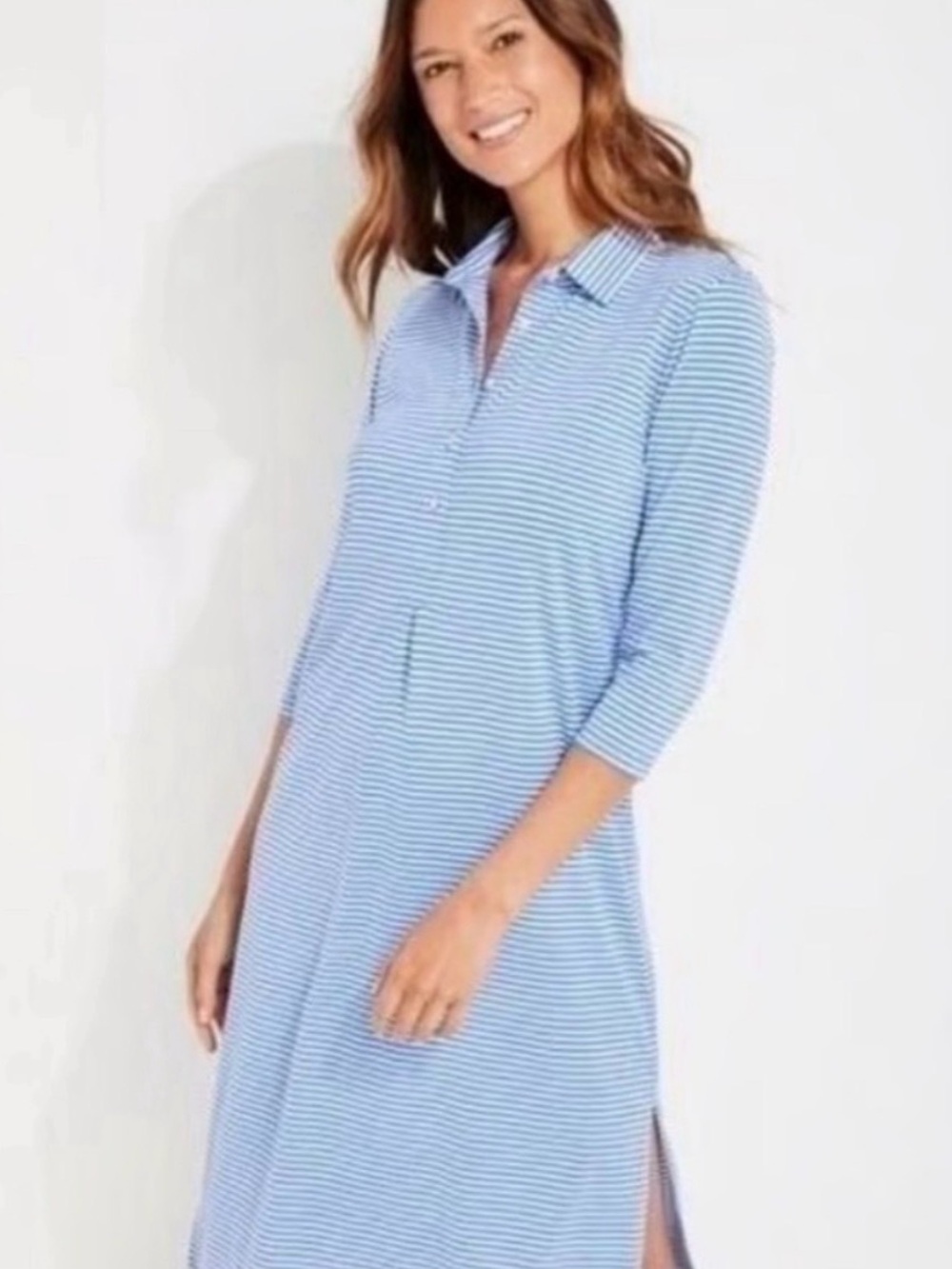 Vineyard Vines Sankaty Margo Midi Performance Dress Blue White Stripe Size Med